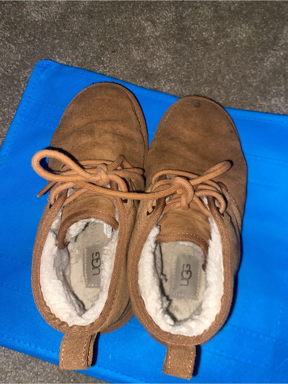 UGG Chestnut Suede Lace-Up Shearling Boots